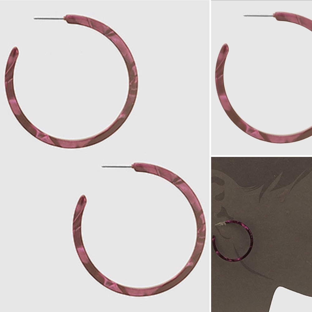 ✅NEW ARRIVAL➡️40mm Purple Acetate Hoop Earrings